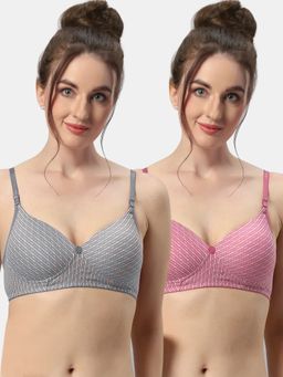 Sonari - Maggi Womens Lightly Padded Seamless Soft Cup Wireless T-Shirt Bras (Pack of 2)