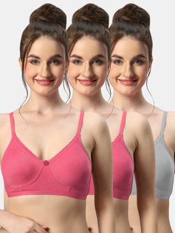 Sonari - Misha Poly Cotton Soft Cup Everyday Non Padded T-Shirt Bra for Women (Pack of 3)