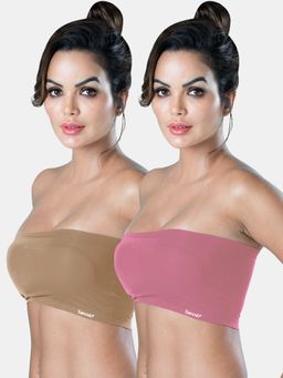 Sonari - Tubular Bra for Womens Removeable Pads and Strapless Bandeau Tube Bra (Pack of 2)