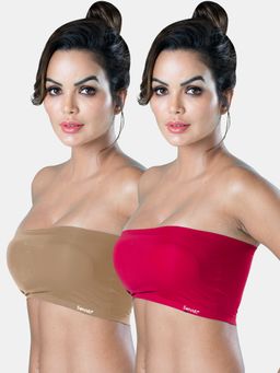Sonari - Tubular Bra for Womens Removeable Pads and Strapless Bandeau Tube Bra (Pack of 2)