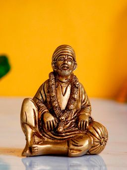 eCraftIndia - Sitting Sai Baba Decorative Handcrafted Brass Figurine