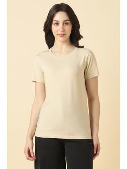 Allen Solly - Women Beige Solid Casual T-Shirt