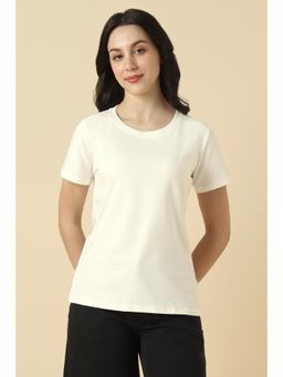 Allen Solly - Women Cream Solid Casual T-Shirt