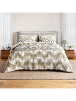 SPACES - Linear Traced Elm 144 TC Cotton Geometric Design Soft Bedsheet with 2 Pillow Covers