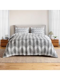 SPACES - Linear Traced Nimbus Cloud 144 TC Cotton Soft Bedsheet with 2 Pillow Covers