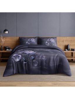 SPACES - Elegance Noir Mulberry Purple Cotton Breathable Digitally Floral Printed Large Bedsheet