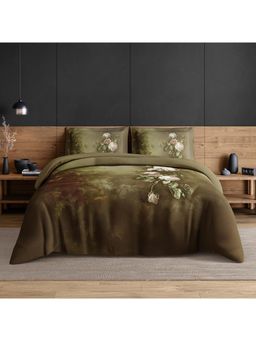 SPACES - Elegance Noir Nutmeg Cotton Breathable Digitally Floral Printed Large Bedsheet