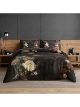 SPACES - Elegance Noir Hot Fudge Cotton Breathable Digitally Floral Printed Large Bedsheet