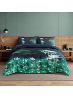 SPACES - Elegance Noir Blue Opal Cotton Breathable Digitally Floral Printed Large Bedsheet