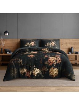 SPACES - Elegance Noir Dark Sea Cotton Breathable Digitally Floral Printed Large Bedsheet