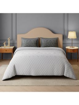 SPACES - Swarna Bidri Antarctica Cotton Ornate Printed Bedsheet with 2 Pillow Covers