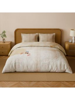 SPACES - Novelle White 180 TC Cotton Floral Print Soft Bedsheet with 2 Pillow Covers