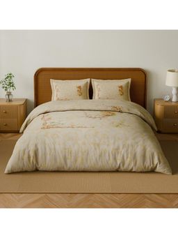 SPACES - Whisper Cream 180 TC Cotton Oranate Print Soft Bedsheet with 2 Pillow Covers