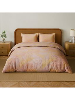 SPACES - Organic Cotton Pink 180 TC Cotton Geometric Design Soft Bedsheet with 2 Pillow Covers