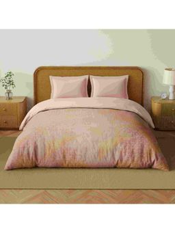 SPACES - Organic Cotton Pink Cotton Breathable Digitally Geometric Printed Double Quilt