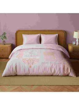 SPACES - Organic Cotton Petal Pink Cotton Breathable Digitally Orante Printed Double Quilt
