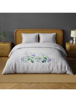 SPACES - Organic Cotton Lilac Hint Cotton Breathable Digitally Floral Printed Double Quilt