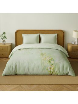 SPACES - Organic Cotton Canary Green Cotton Breathable Digitally Floral Printed Double Quilt