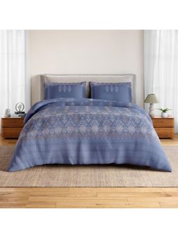 SPACES - Minimal Moons Blue Violet 144 TC Cotton Soft Bedsheet with 2 Pillow Covers