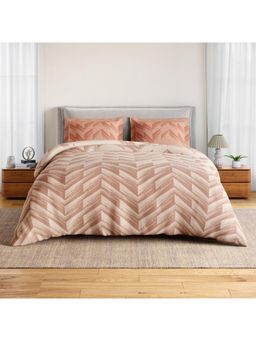 SPACES - Linear Traced Shell 144 TC Cotton Geometric Design Soft Bedsheet with 2 Pillow Covers