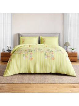 SPACES - Itsy Bitsy Luminary Green Cotton Soft Floral Print Bedsheet with 2 Pillow Covers