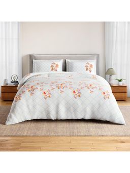 SPACES - Itsy Bitsy Dawn White Cotton Soft Floral Print Bedsheet with 2 Pillow Covers