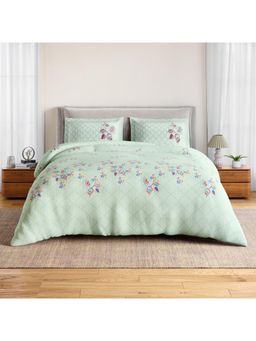 SPACES - Itsy Bitsy Pale Aqua Cotton Soft Floral Print Bedsheet with 2 Pillow Covers