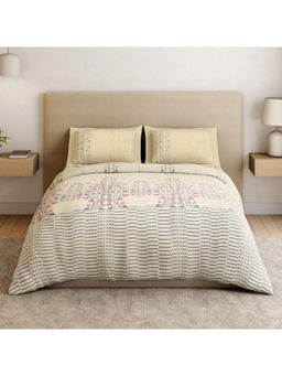 SPACES - Intelligent S Cannolli Cream Cotton Soft Floral Print Bedsheet with 2 Pillow Covers