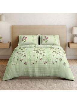 SPACES - Intelligent Si Canary Green Cotton Soft Floral Print Bedsheet with 2 Pillow Covers