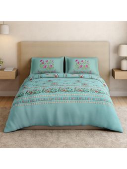 SPACES - Intelligent Si Icy Morn Cotton Soft Floral Print Bedsheet with 2 Pillow Covers