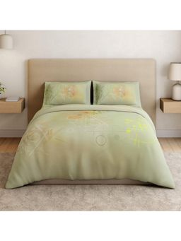SPACES - Rhythmic Expre Meadow Mist 132 TC Cotton Soft Bedsheet with 2 Pillow Covers