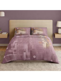 SPACES - Rhythmic Expre Chalk Mauve 132 TC Cotton Soft Bedsheet with 2 Pillow Covers