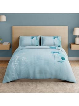 SPACES - Rhythmic Expre Ice Castle 132 TC Cotton Soft Bedsheet with 2 Pillow Covers