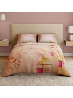 SPACES - Rhythmic Expre Salsa Rosa 132 TC Cotton Soft Bedsheet with 2 Pillow Covers