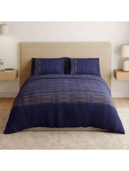 SPACES - Gilded Nouveau Navy Blue Violet 180 TC Cotton Soft Bedsheet with 2 Pillow Covers