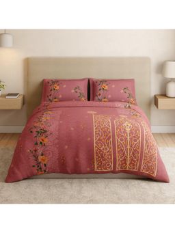 SPACES - Gilded Nouveau Mauveglow Cotton Soft Orante Printed Bedsheet with 2 Pillow Covers