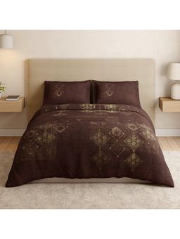 SPACES - Gilded Nouveau Chocolate Lab Cotton Soft Orante Printed Bedsheet with 2 Pillow Covers