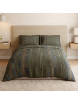 SPACES - Gilded Nouveau Burnt Olive 180 TC Cotton Ornate Print Soft Bedsheet with 2 Pillow Covers