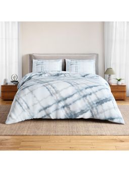 SPACES - Fluid Ecologies Blue Fog Cotton Soft and Breathable Bedsheet with 2 Pillow Covers