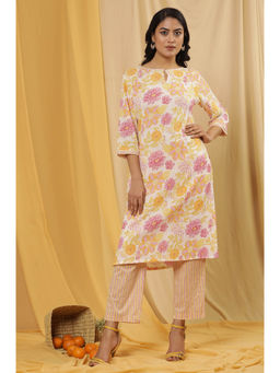 W - Floral Print Cotton A-Line Kurta