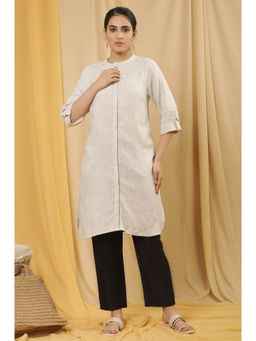 W - Striped Print Rayon Straight Kurta
