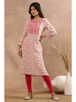 W - Floral Print Rayon Straight Kurta