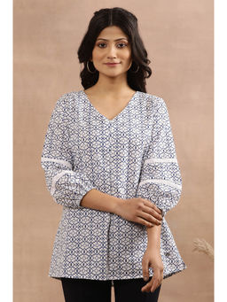 W - Geometric Print Cotton A-Line Top