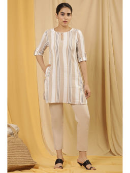 W - Striped Print Cotton Straight Kurta