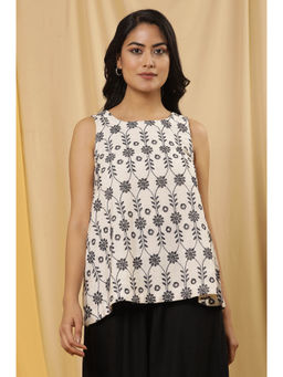 W - Floral Embroidered Rayon A-Line Top