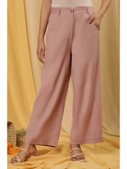 W - Straight Fit Pink Rayon Pant