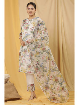 W - Floral Print Organza Dupatta