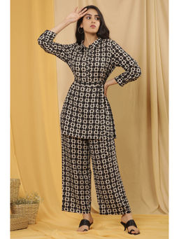 W - Geometric Print Rayon Co-Ords Top with Pant (Set of 2)