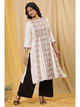 W - Print Cotton Straight Kurta with Palazzo (Set of 2)