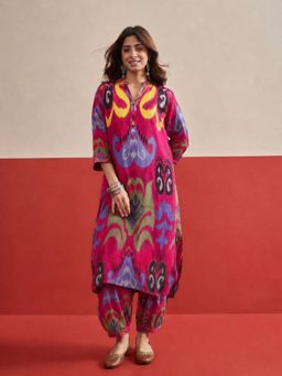 InWeave - Women Pink Festive Regular Fit Co-Ord Set
